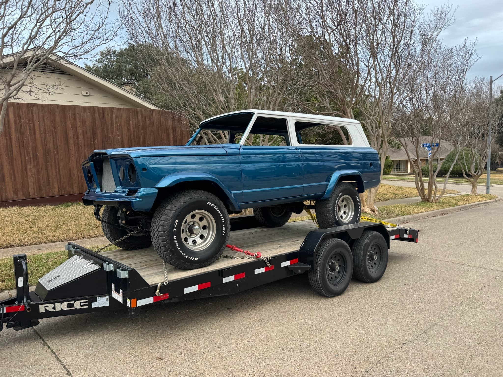 Restored 1975 Jeep Cherokee after bodywork, painting, and mechanical restoration